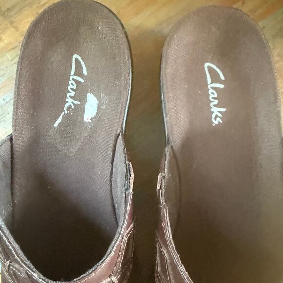 Clarks Women Bluemanor Clogs SZ 9.5 Brown Leather Comfort Classic Casual 80789 - Picture 5 of 10